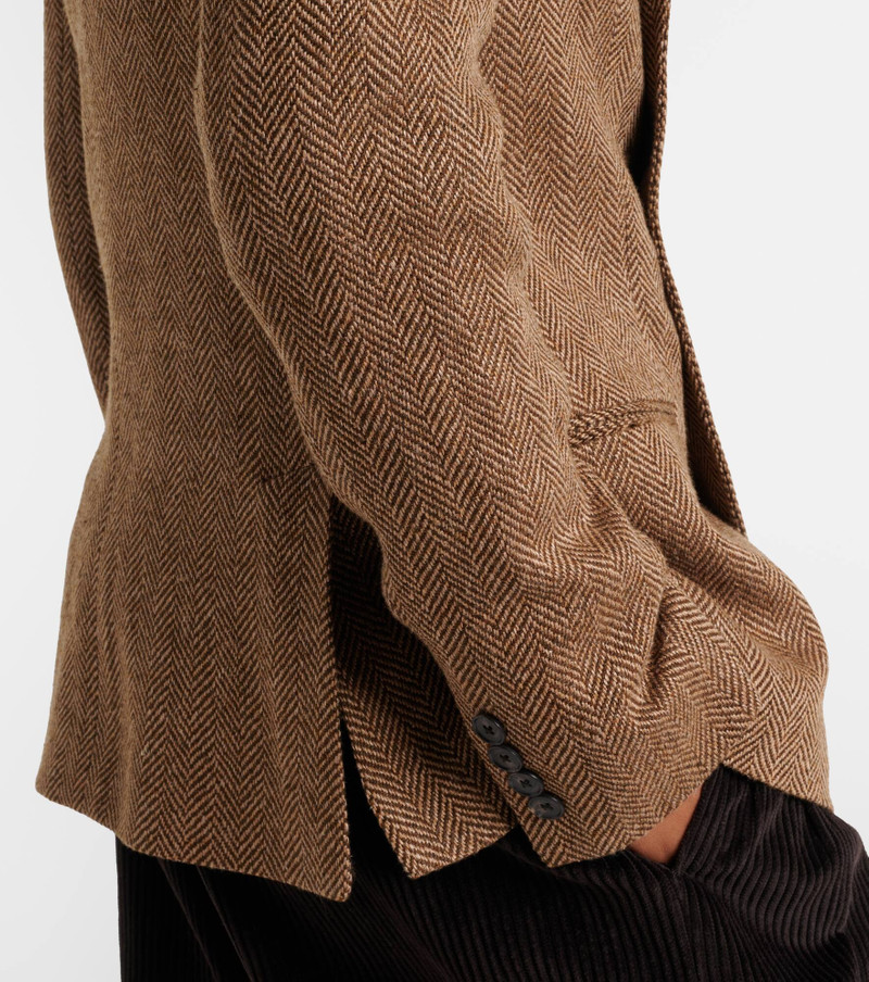 Herringbone linen, wool, and silk blazer 5