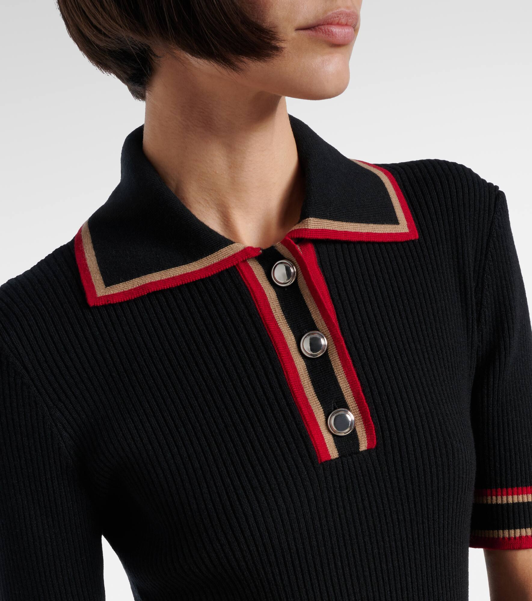 Ribbed-knit virgin wool polo dress - 4