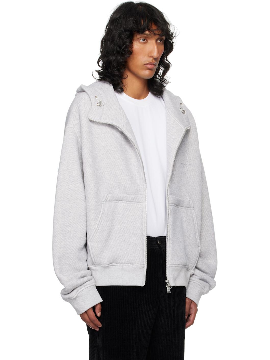 Gray High Neck Hoodie - 2