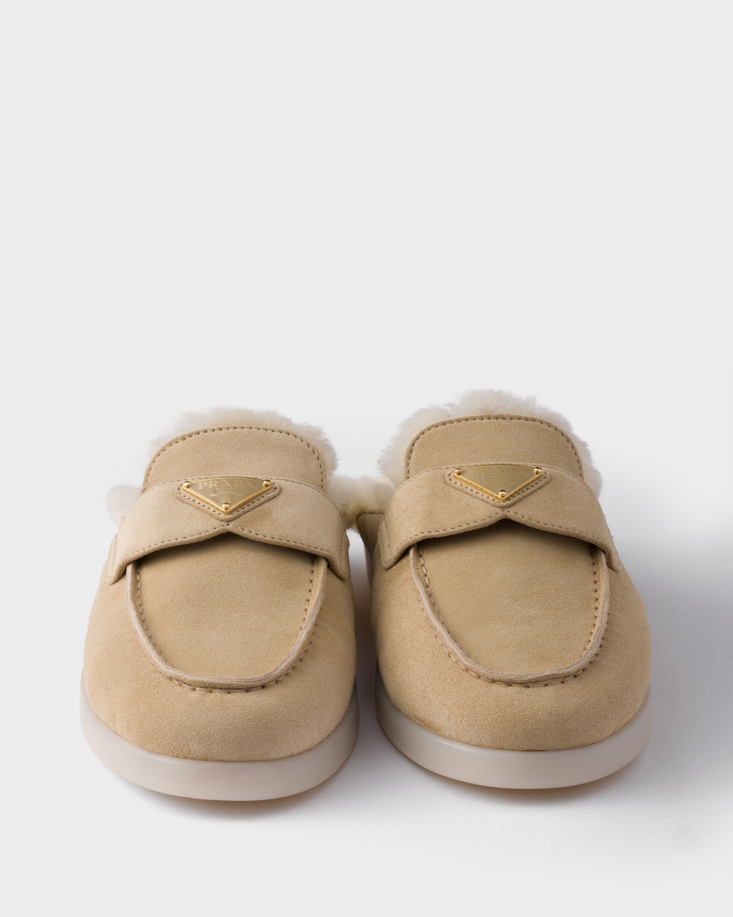 Suede and shearling loafers - 5