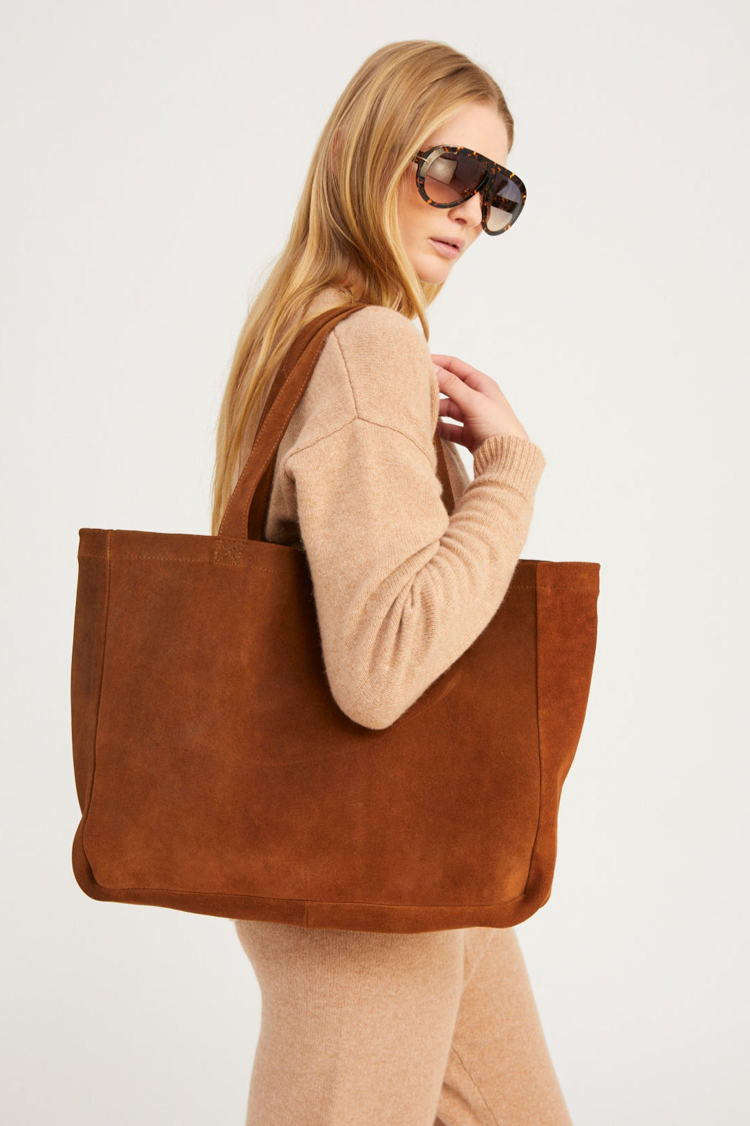COGNAC SUEDE EVERYDAY TOTE - 2