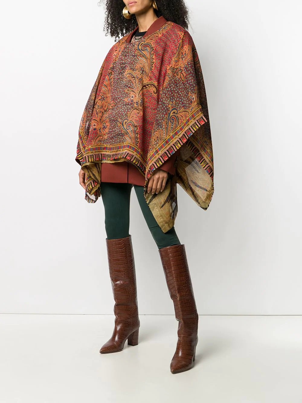 paisley-print silk poncho - 2