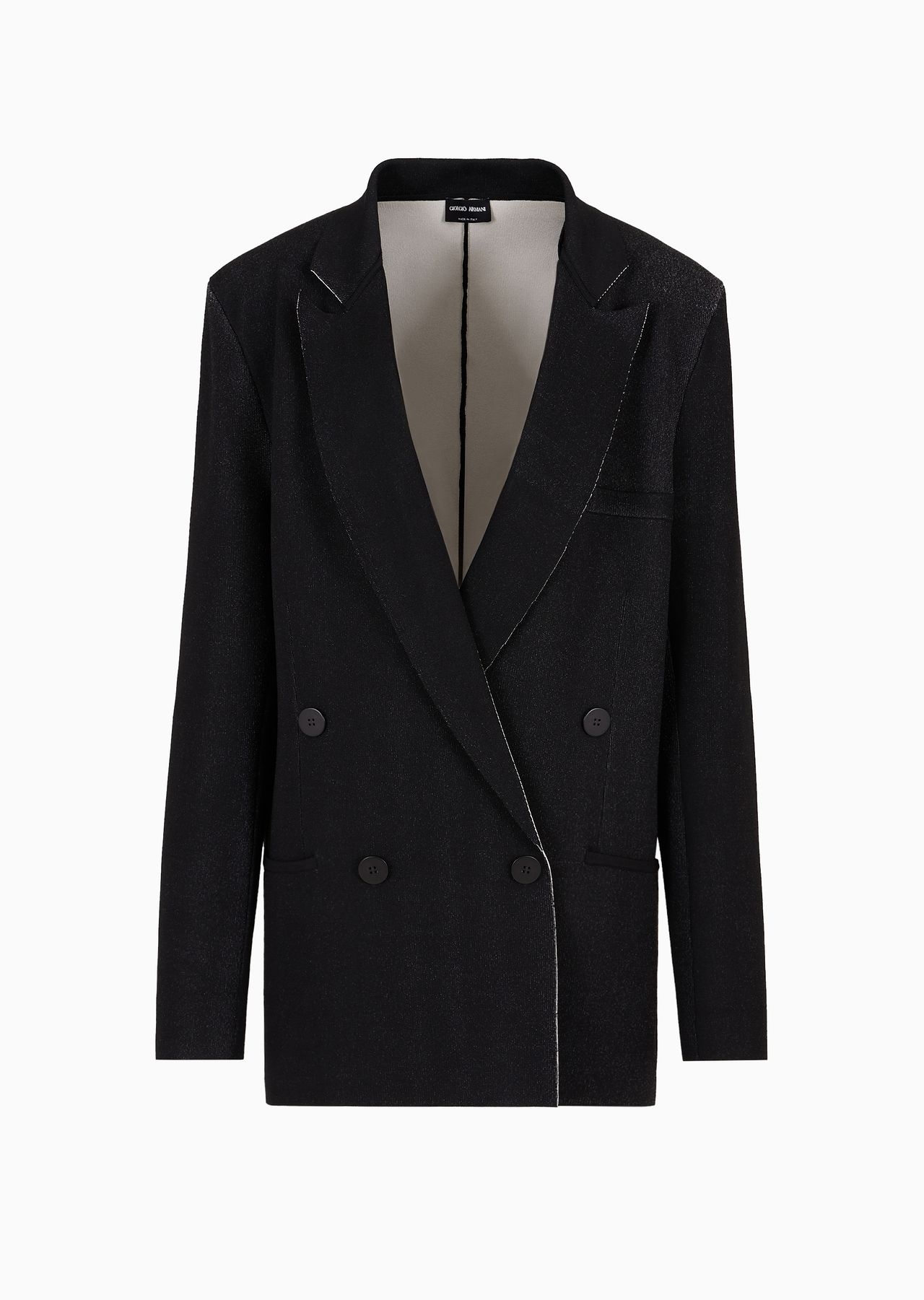 Double-breasted peacoat-style jacket in a bonded silk blend - 1