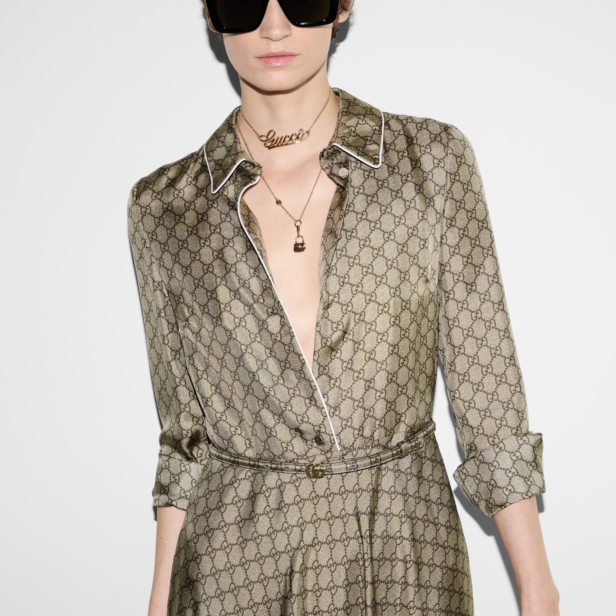 GG silk twill dress - 5