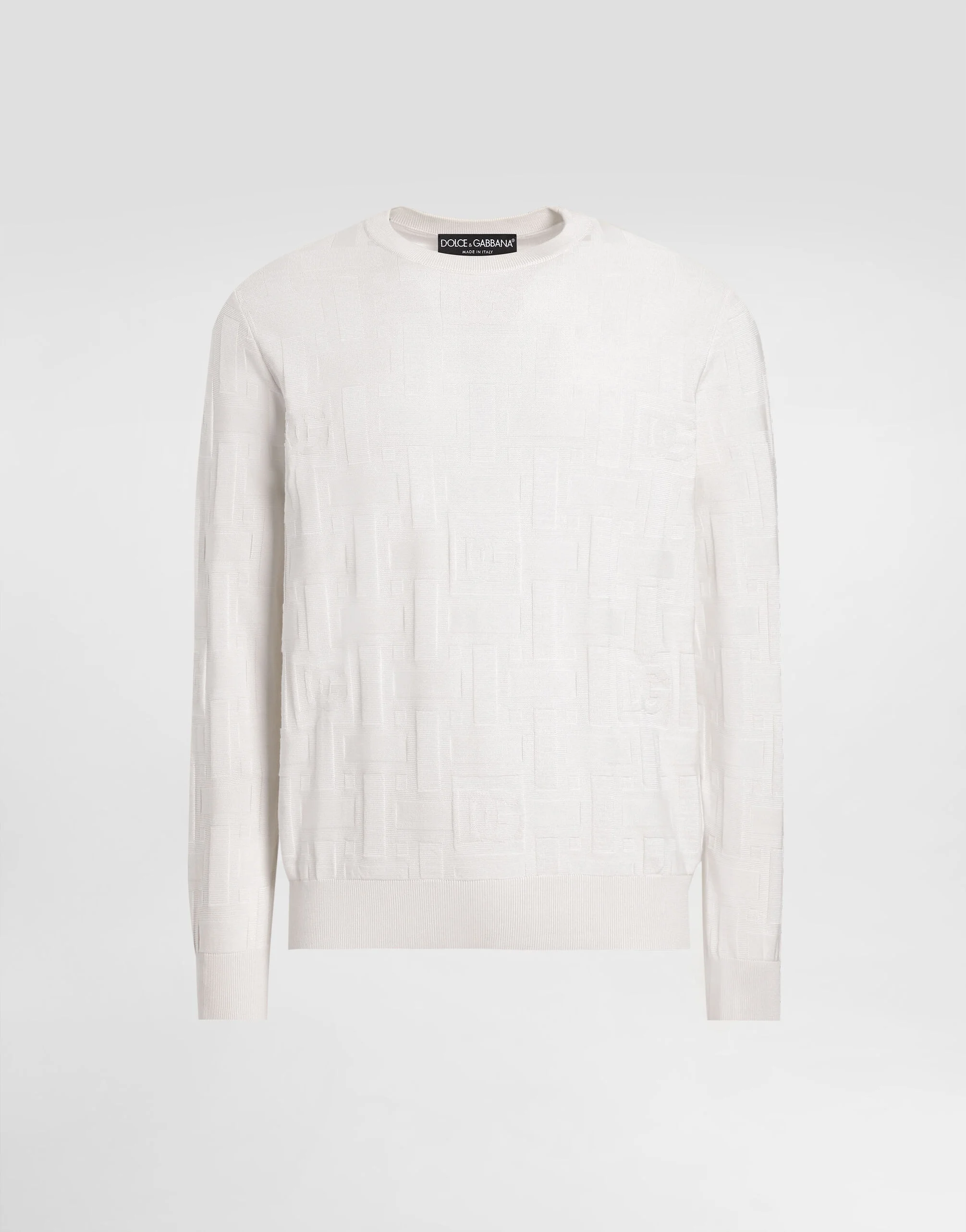 Silk round-neck sweater with all-over DG logo embroidery - 1