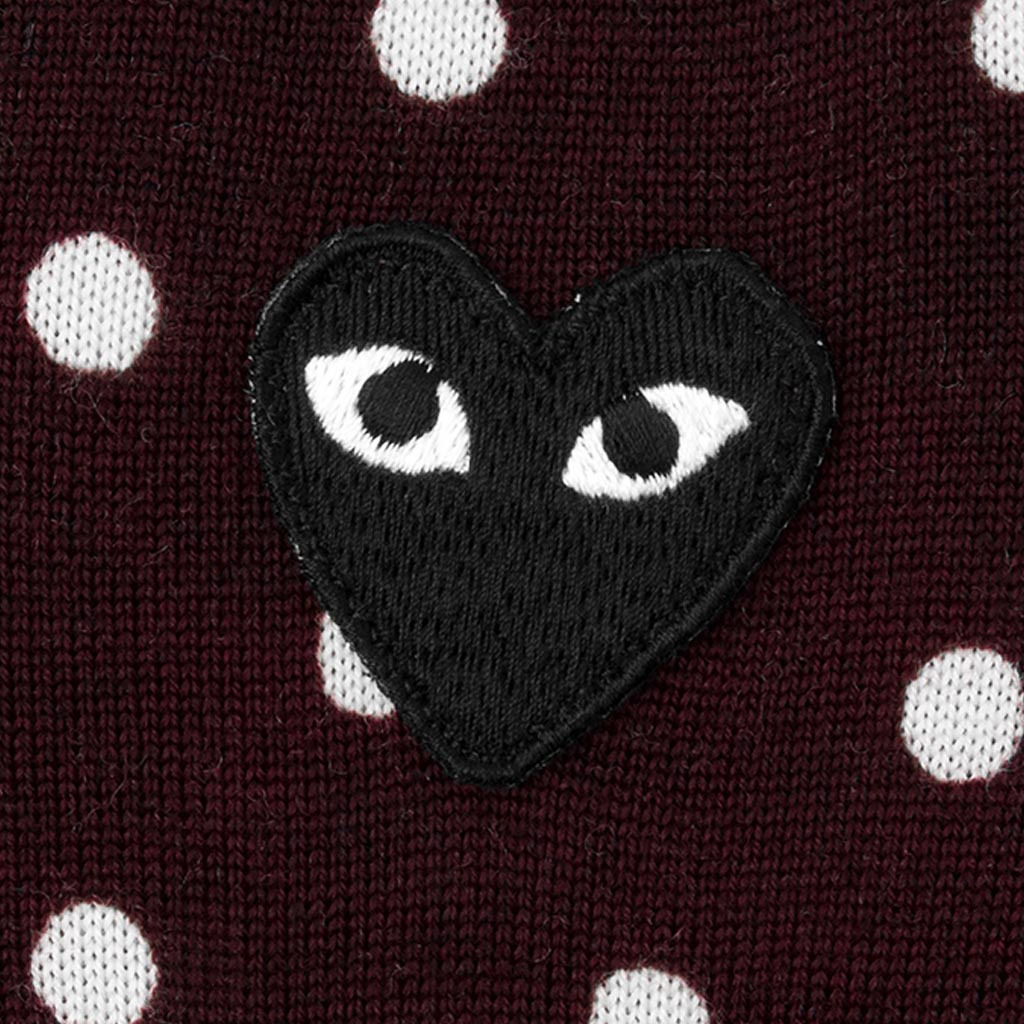 COMME DES GARCONS PLAY WOMENS POLKA DOT SWEATER - BURGUNDY - 4