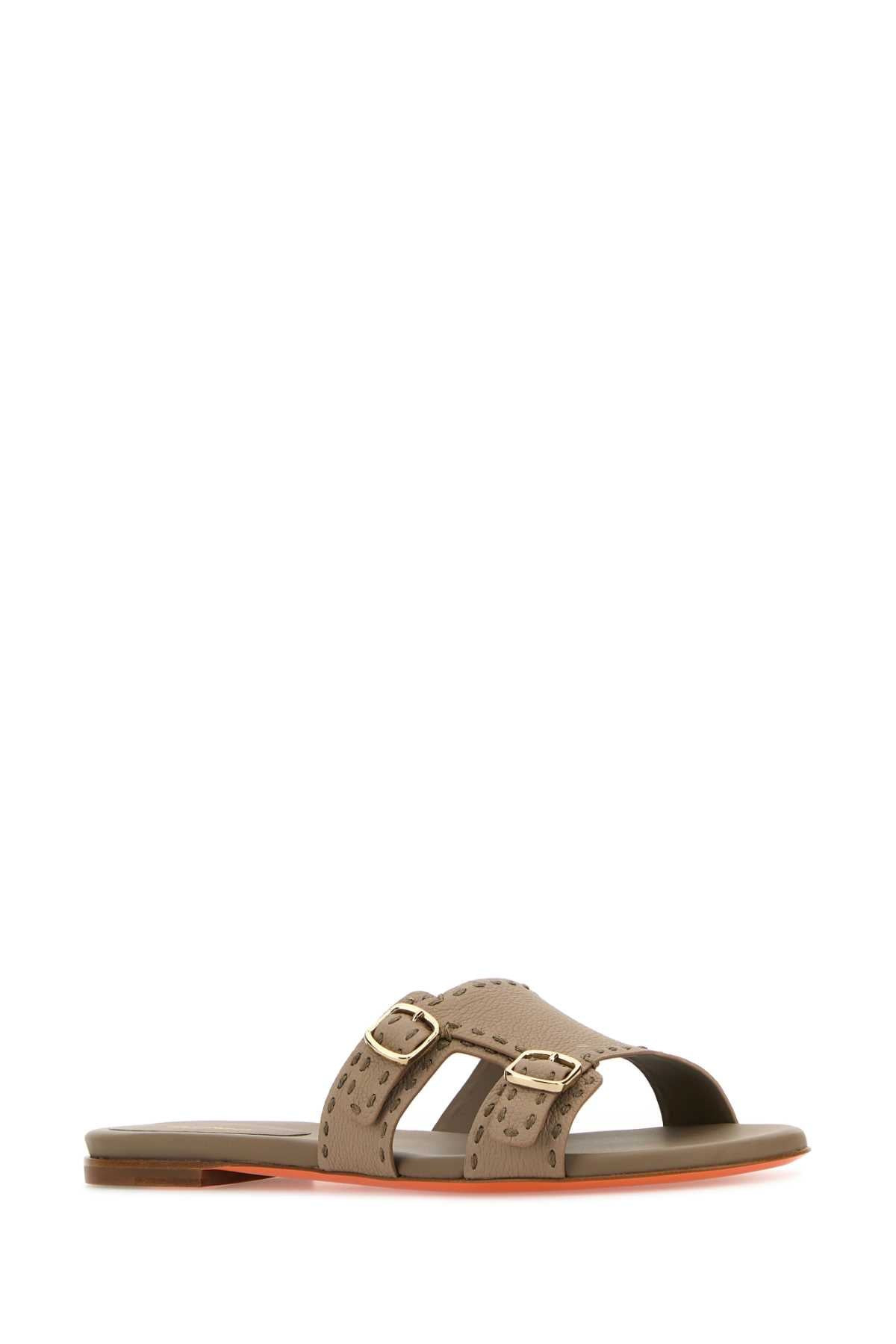 Santoni Women Cappuccino Leather Didi Slippers - 2