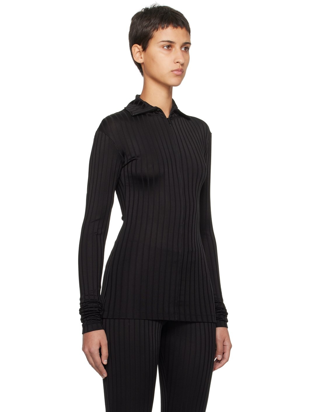 Black Zip Turtleneck - 4