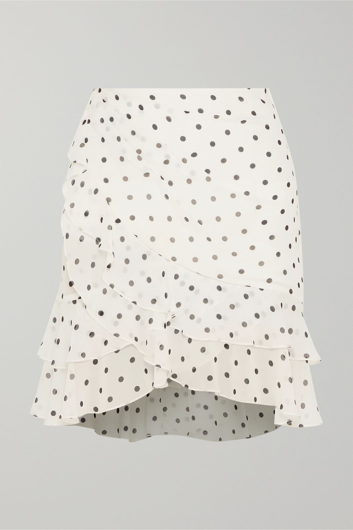 Ruffled polka-dot silk-georgette mini skirt - 1