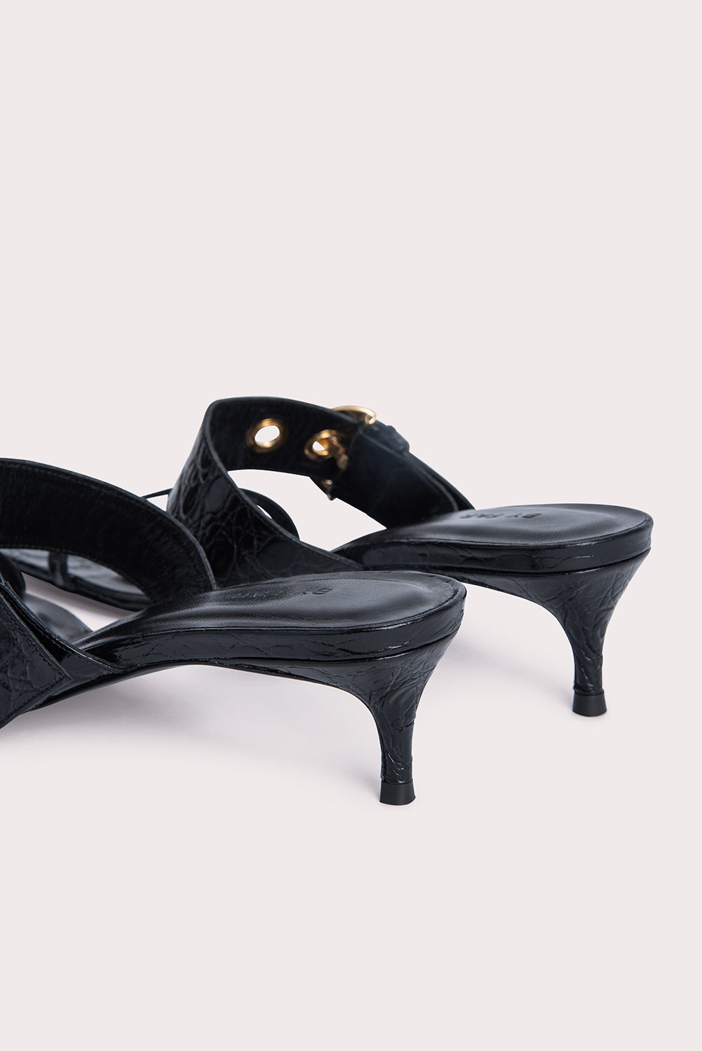 Bettina Black Circular Croco Embossed Leather - 5