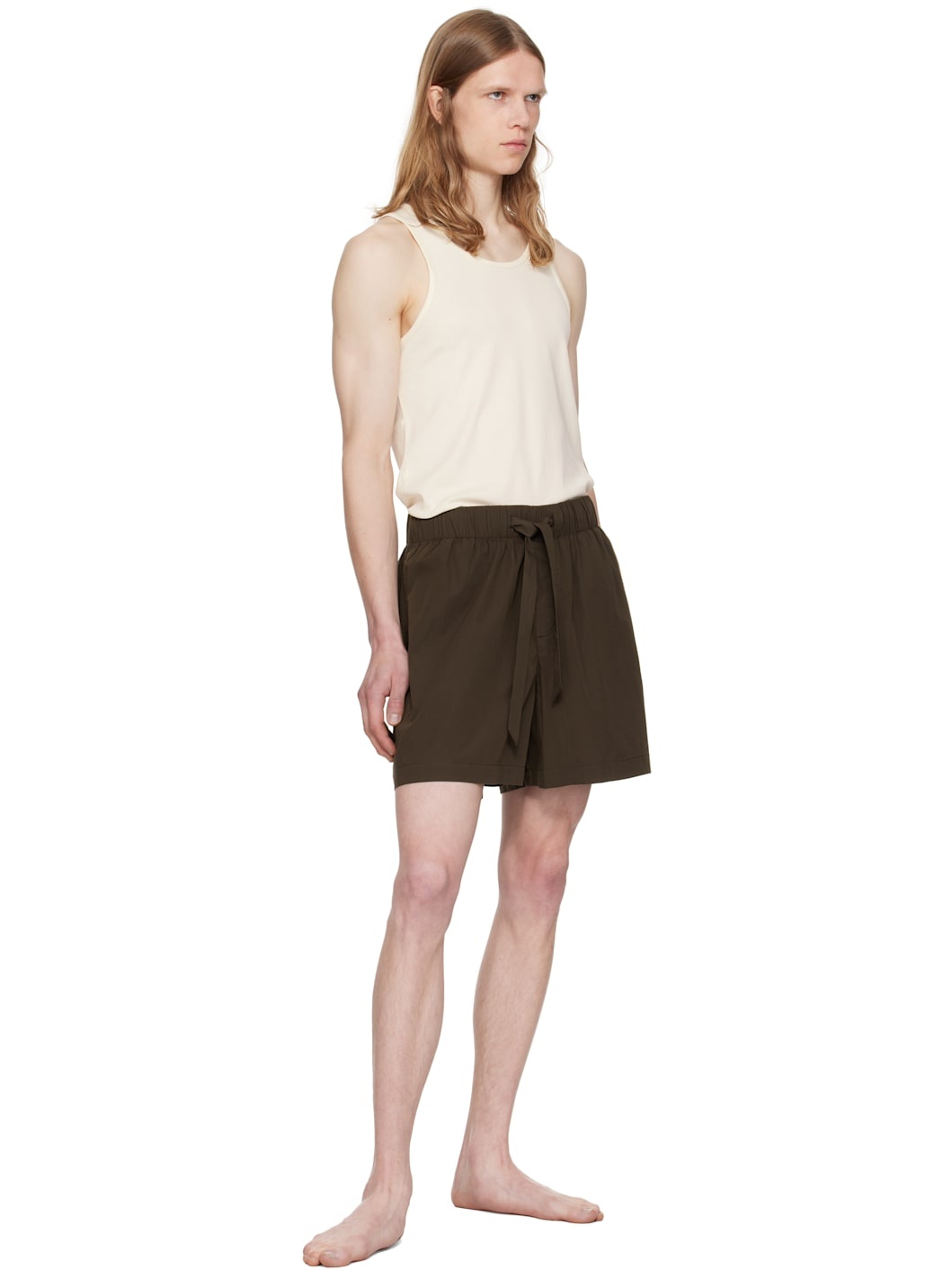 Brown Poplin Pyjama Shorts - 4