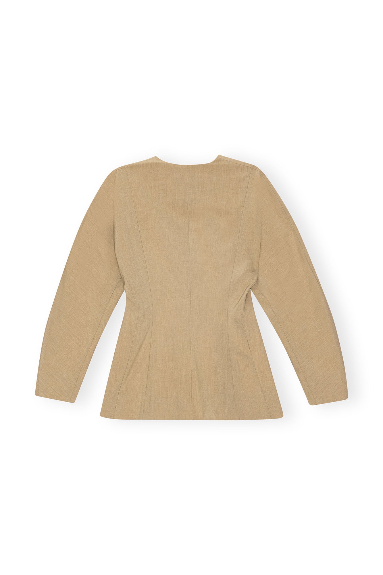 BEIGE FITTED DRAPEY MELANGE BLAZER - 6