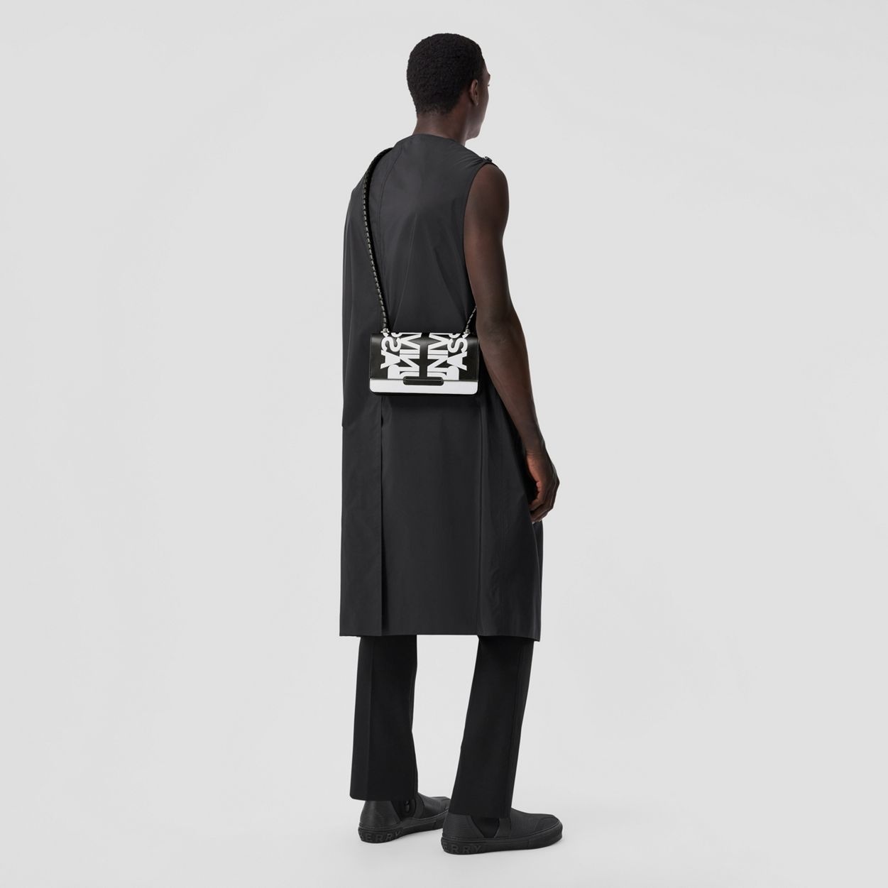 Slogan Print Leather Crossbody Bag - 7