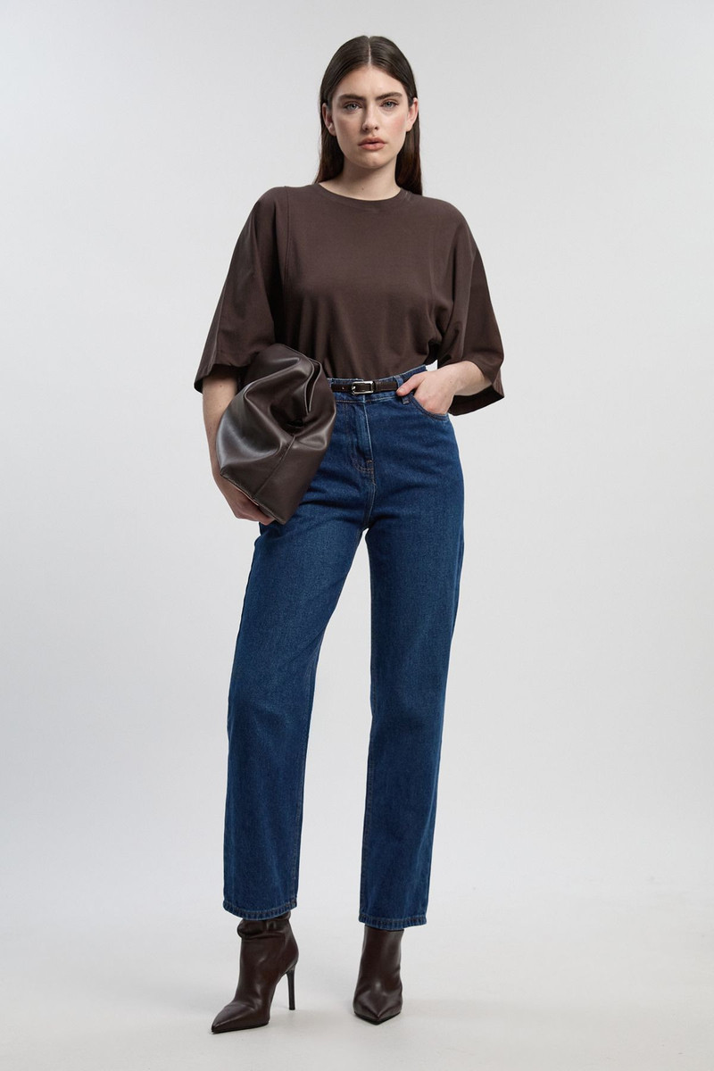 Denim High Waist Straight Leg Jean 1