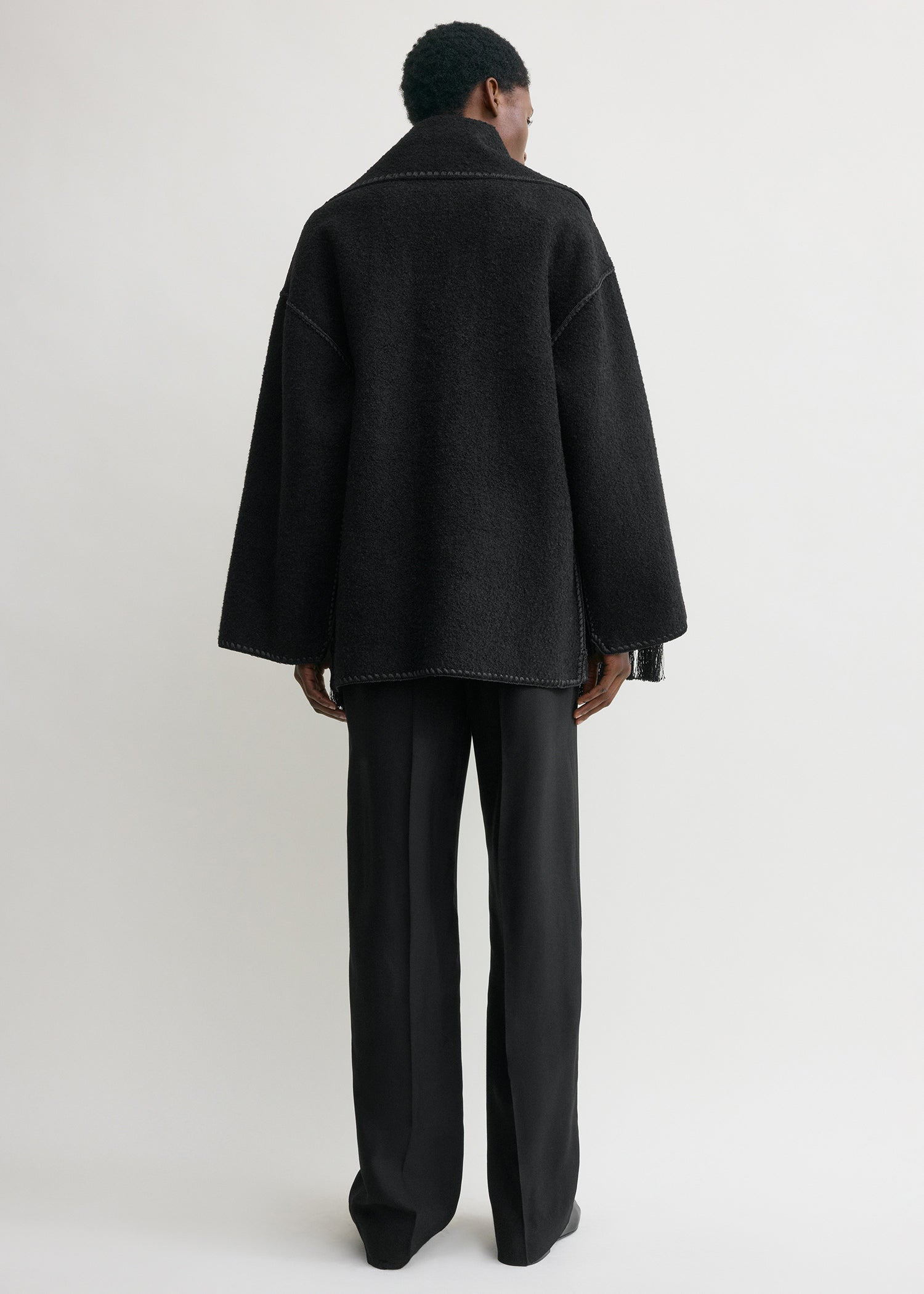 Embroidered scarf jacket black - 4