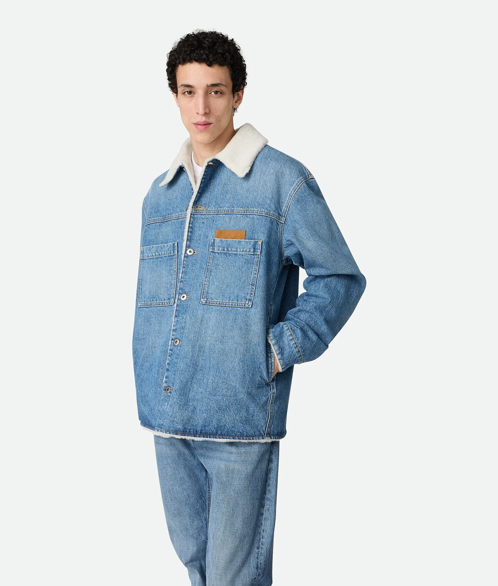 Vintage Indigo Denim And Shearling Jacket - 1