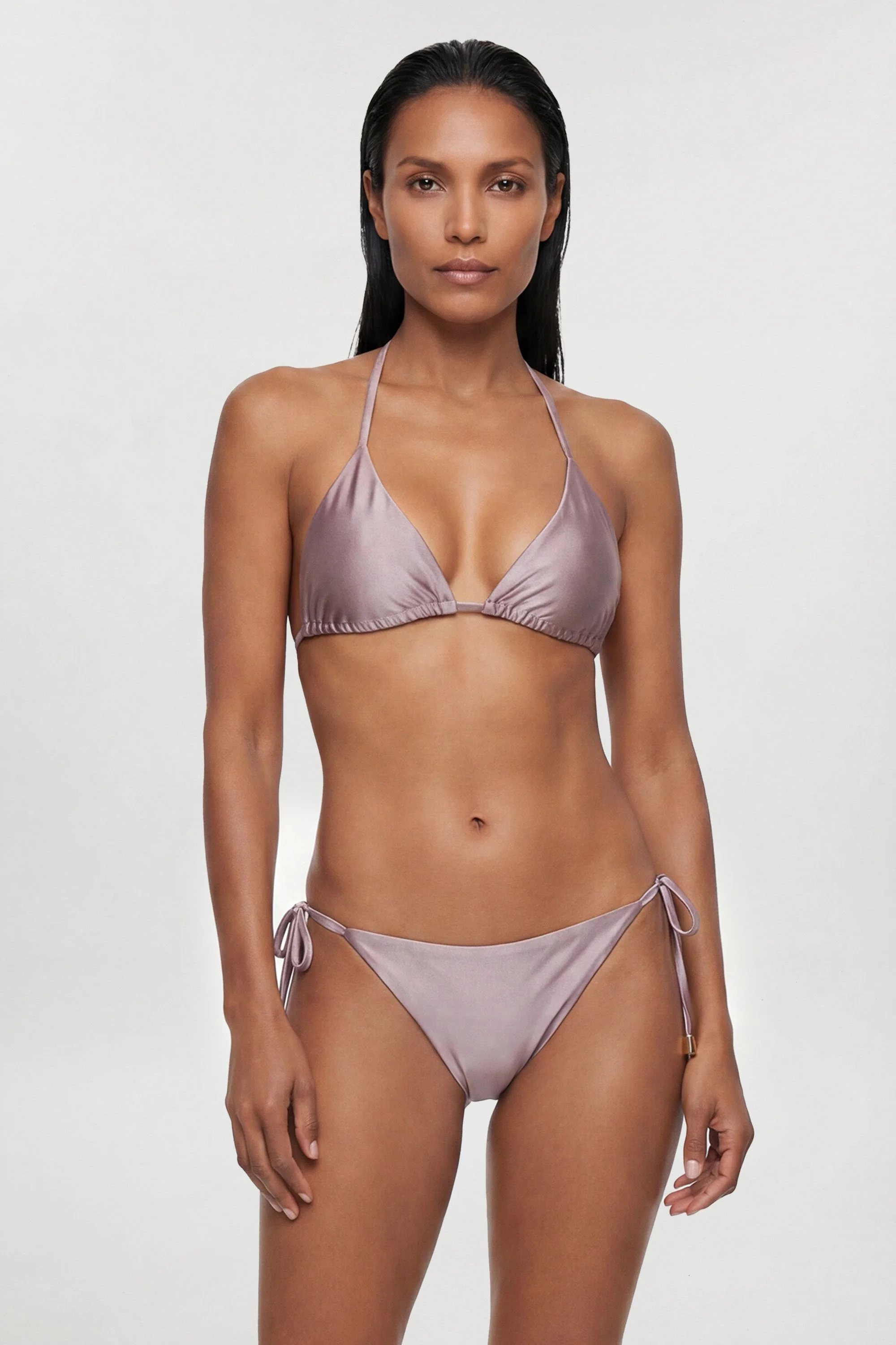 Metallic Bikini Bottom With Bead Detail - 1
