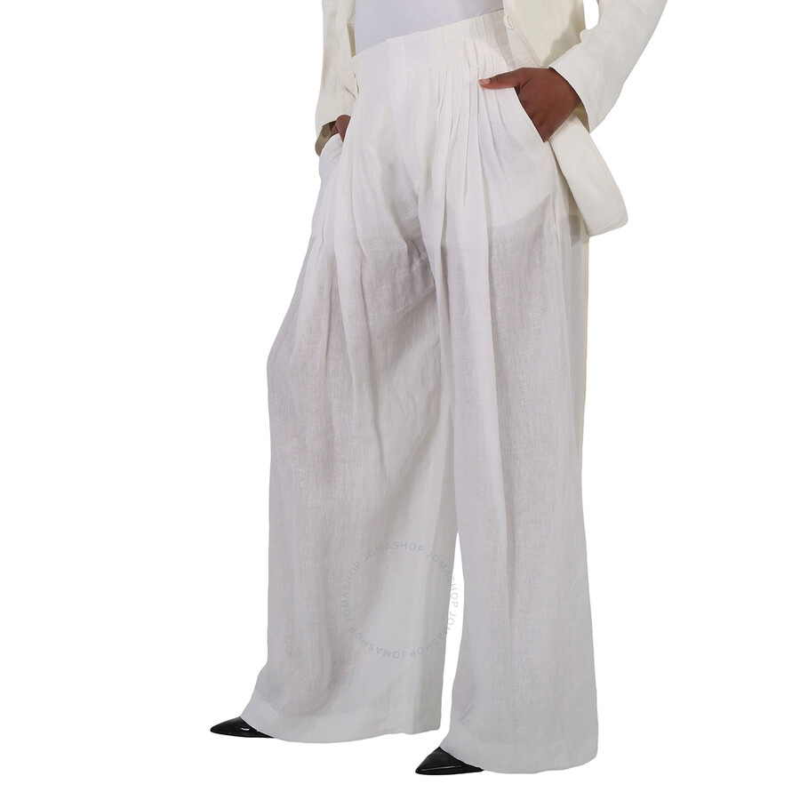 Chloe Ladies White Pleated Wide-Leg Pants, Brand Size 40 (US Size 8) - 4