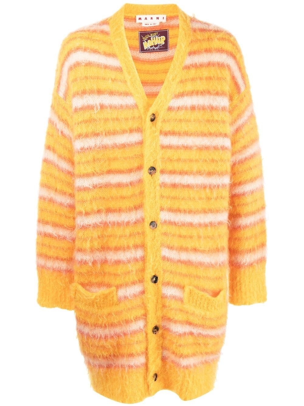 stripe-pattern long cardigan - 1