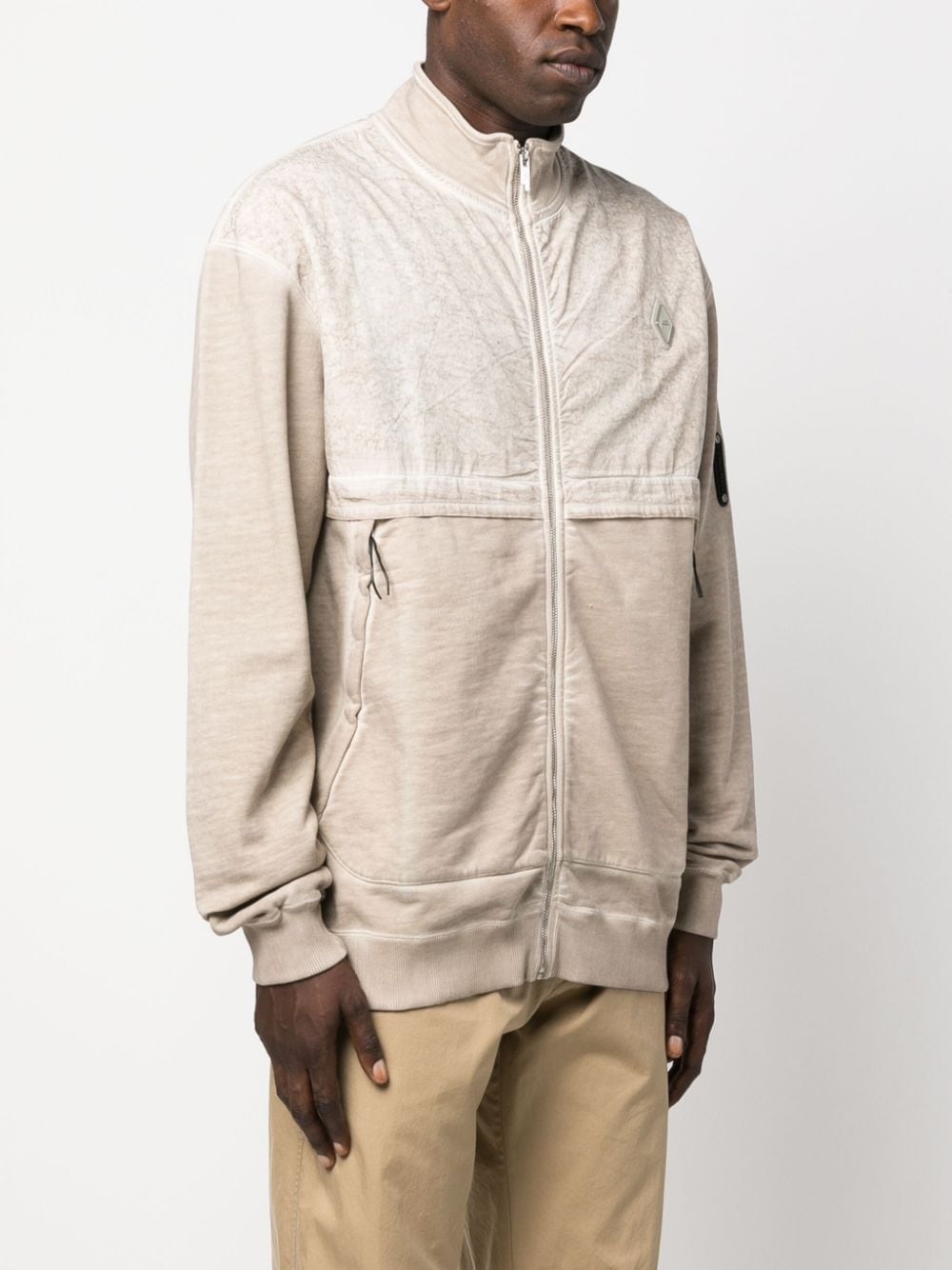 zip-up washed-cotton sweatshirt - 4