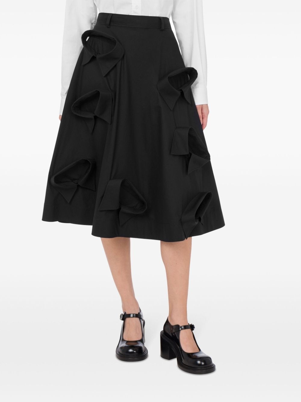 collar-appliqué midi skirt - 3
