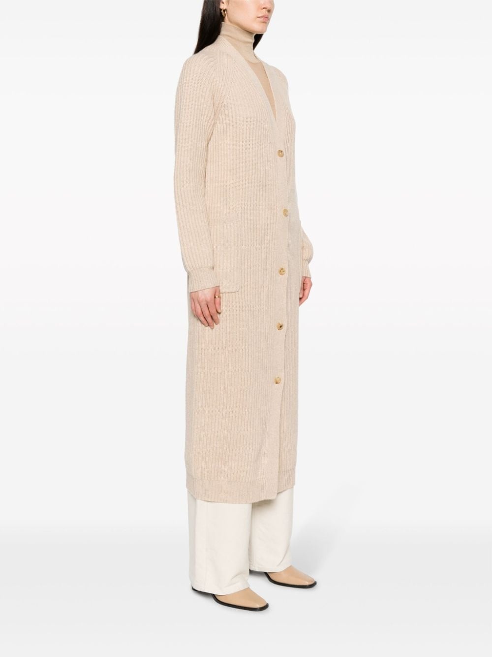 ribbed-knit wool-cashmere cardi-coat - 3