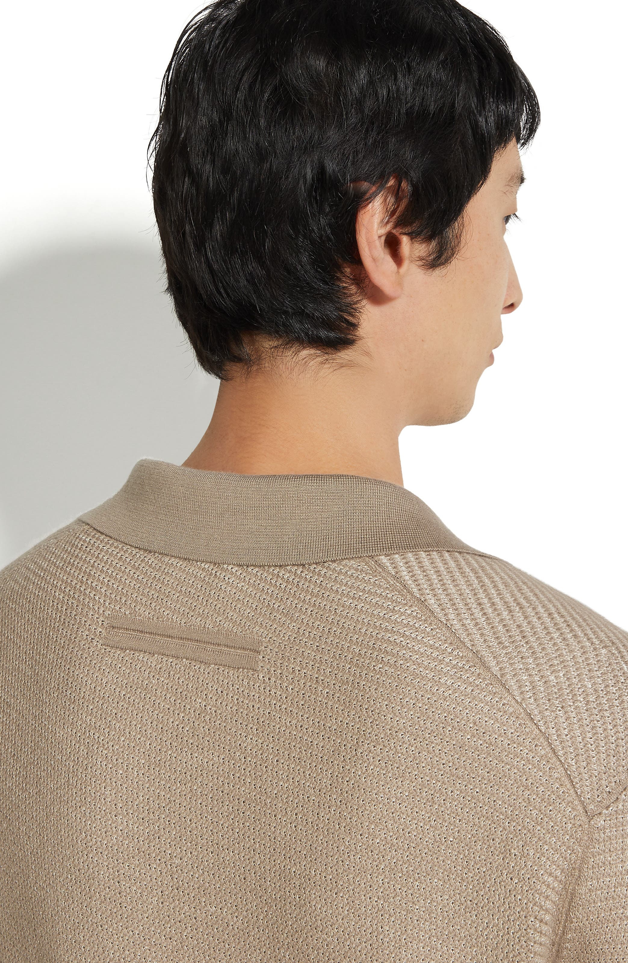 ZEGNA Long Sleeve Silk & Cashmere Polo Sweater in Med Beige Fan at Nordstrom - 2