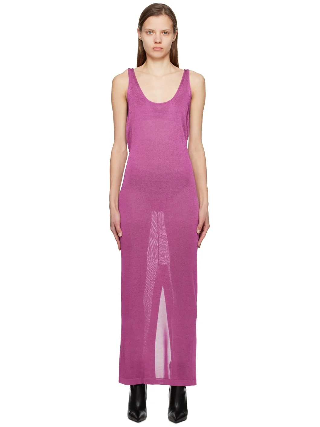 Pink Glossy Maxi Dress - 1