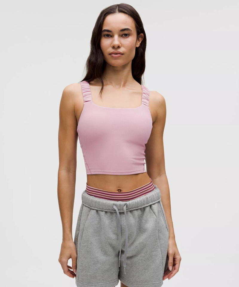 Ruched-Strap Cropped Keyhole Tank Top *Light Support, B/C Cup 1