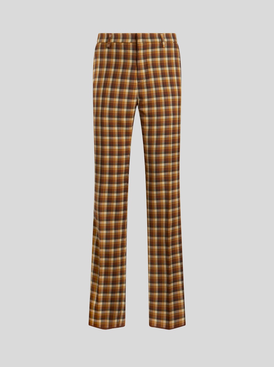 VIRGIN WOOL CHECK TROUSERS - 1