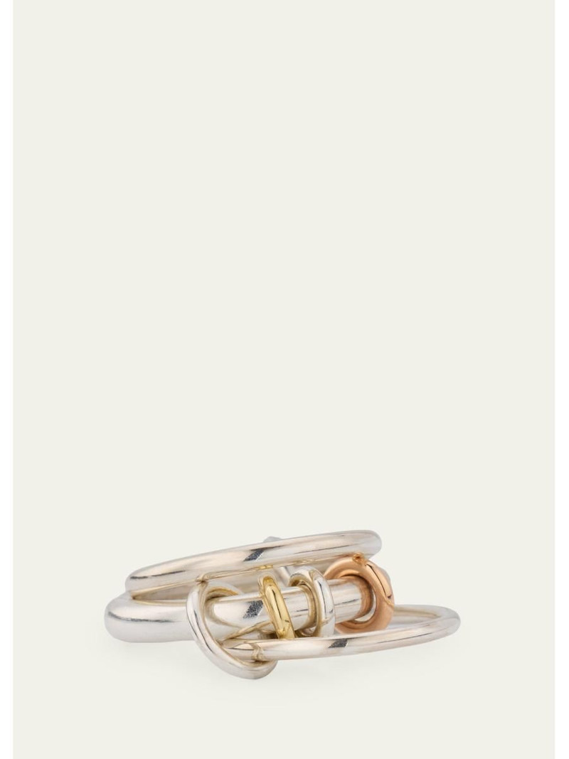 Gemini SG Three Link Ring in Sterling Silver with Mixed Metal Accents 3