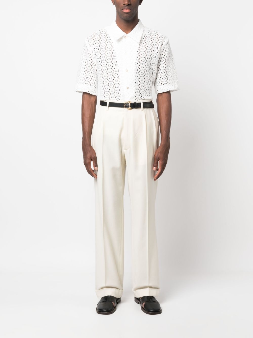 pointelle-knit shirt - 2