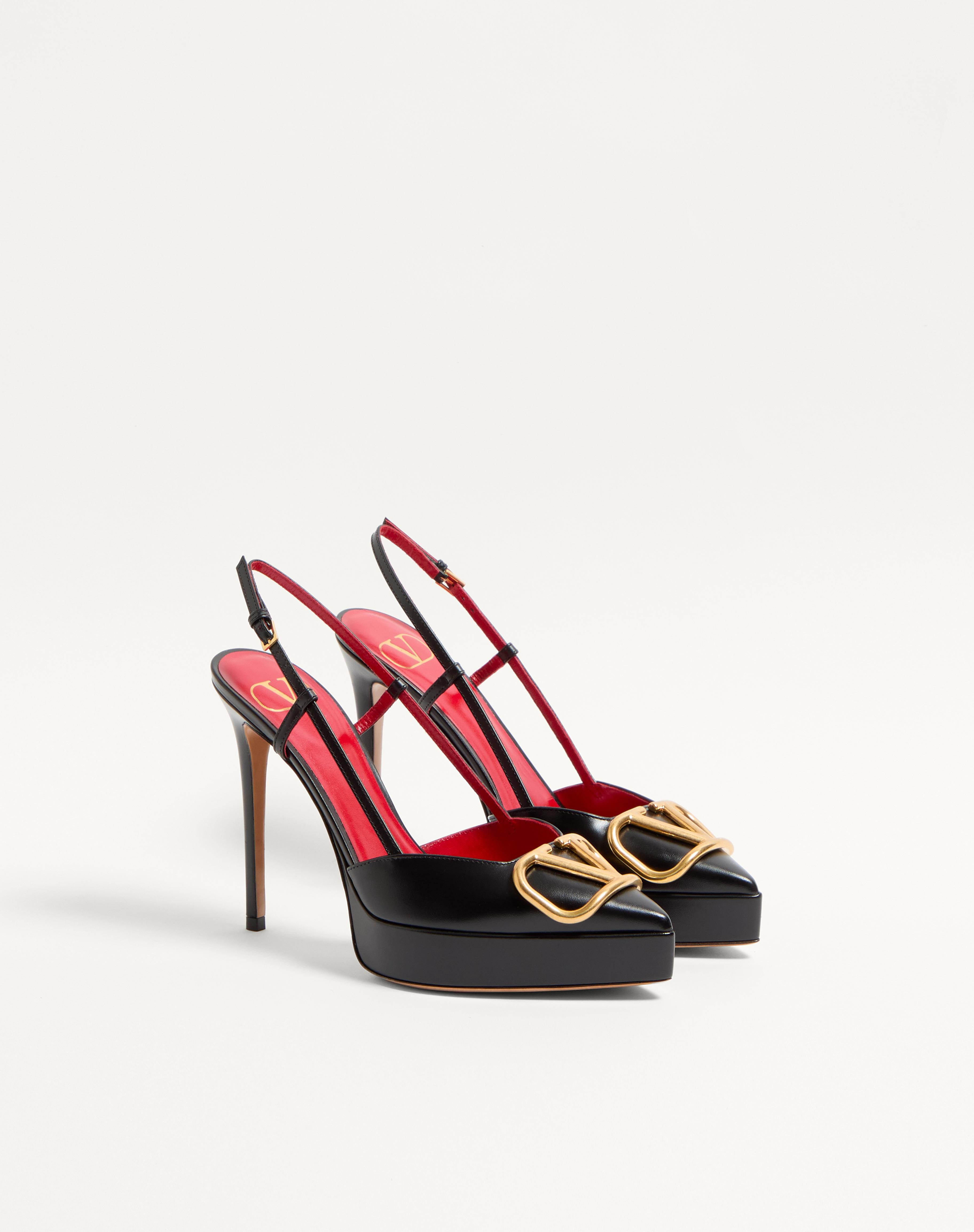 VLOGO SIGNATURE CALFSKIN SLINGBACK PLATFORM PUMP 120MM - 3