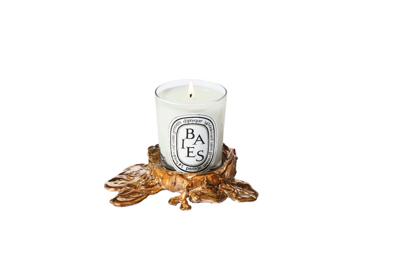 Small gold bronze candle holder - For classic candles 6