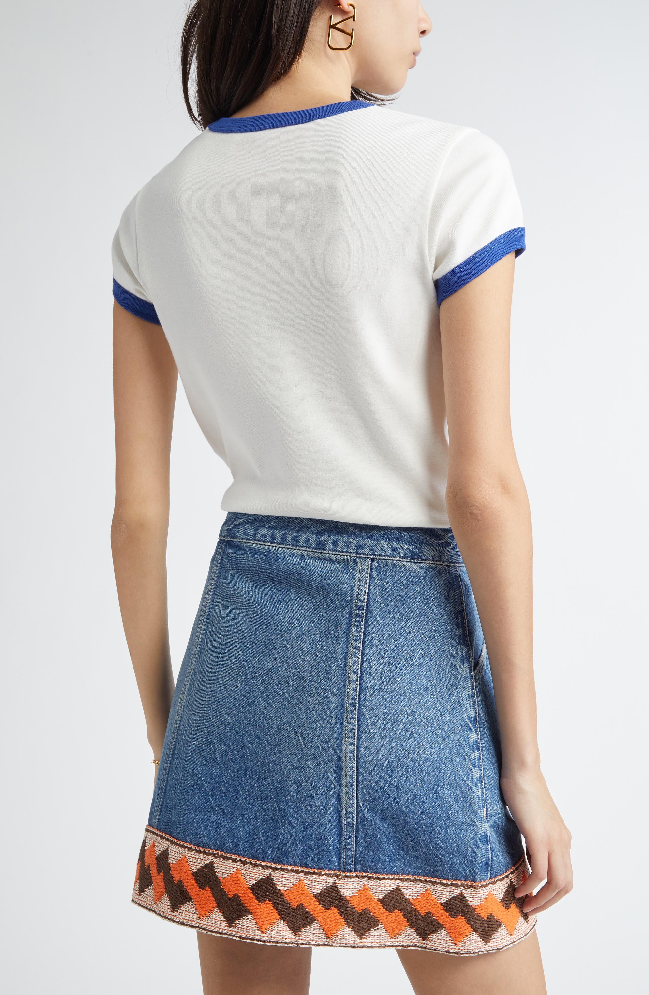 Valentino Garavani Chez Valentino Ringer T-Shirt in Ivory/Blue at Nordstrom - 2