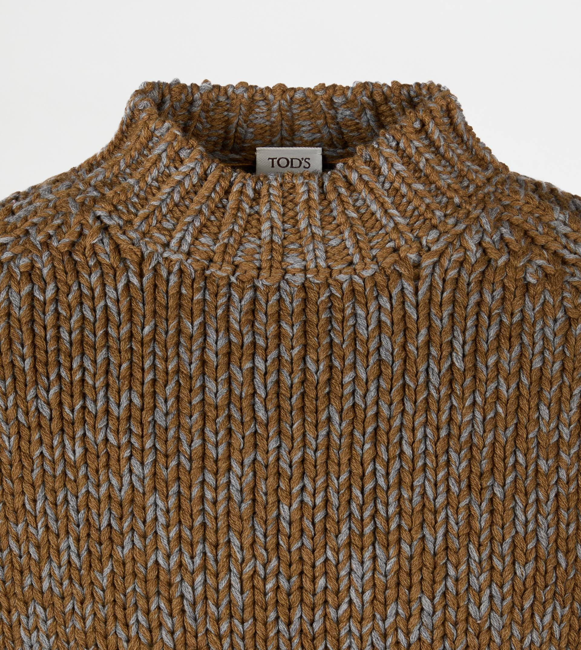 CASHMERE BLEND MOULINÉ ROUND-NECK PULLOVER - YELLOW - 7
