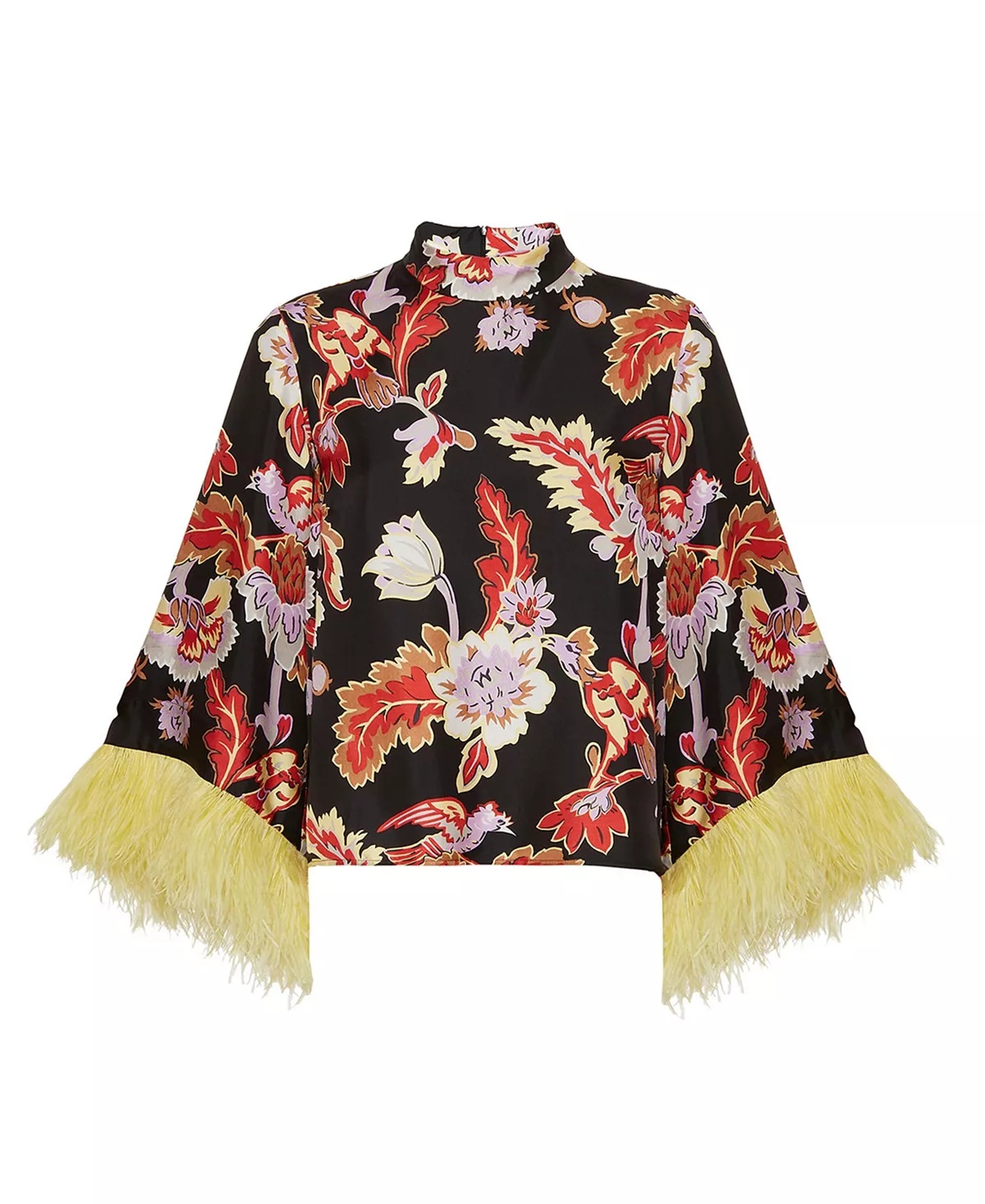 Make An Exit Silk Twill Top with Feathers - 3