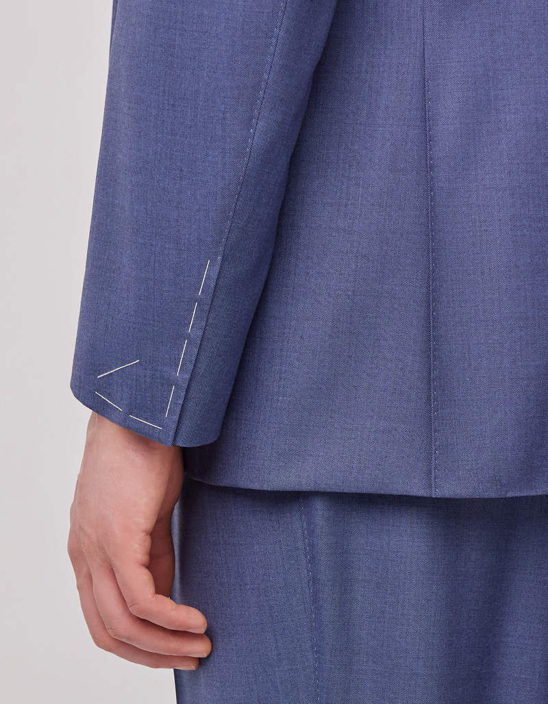 LIGHT BLUE DENIM-EFFECT WOOL REGULAR-FIT SUIT 126