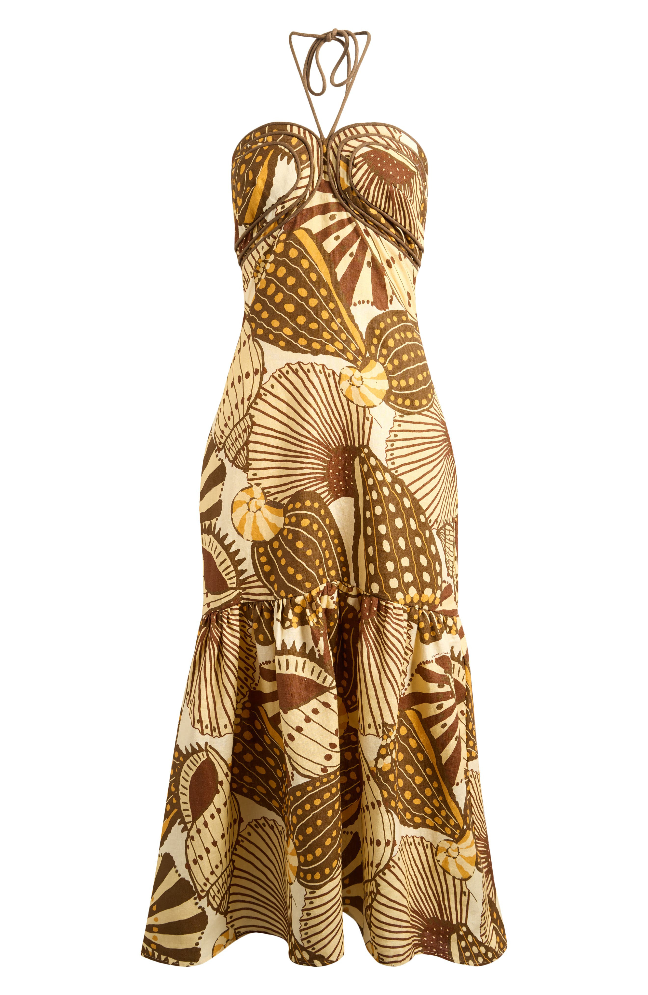 FARM Rio Shell Mix Sand Linen Dress in Caramel at Nordstrom - 5