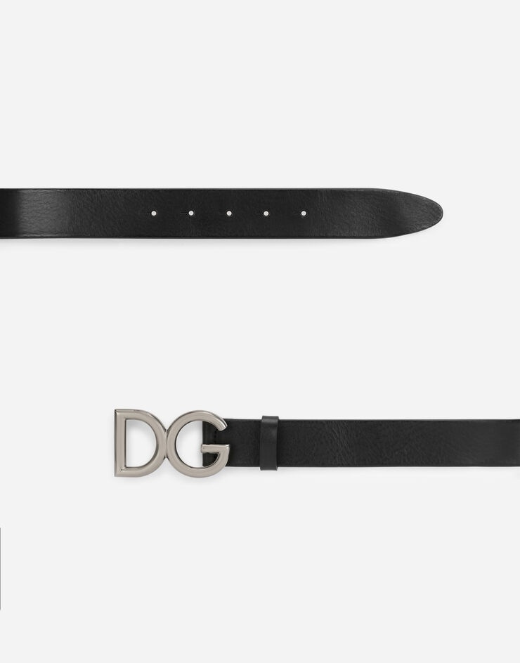 Tumbled leather belt with DG logo - 2