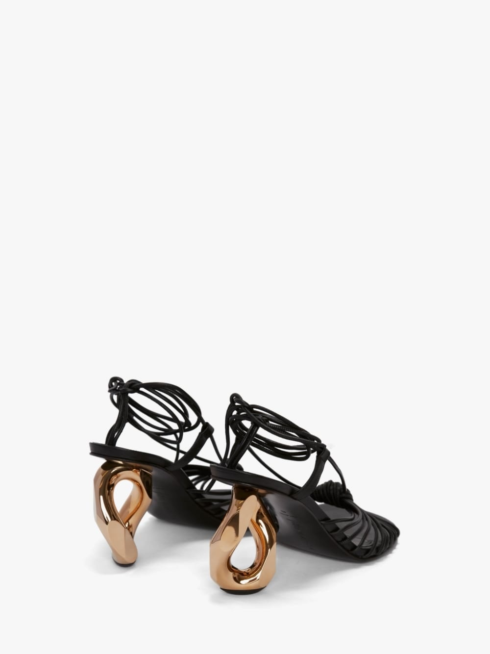 CHAIN HEEL LEATHER SANDALS - 4
