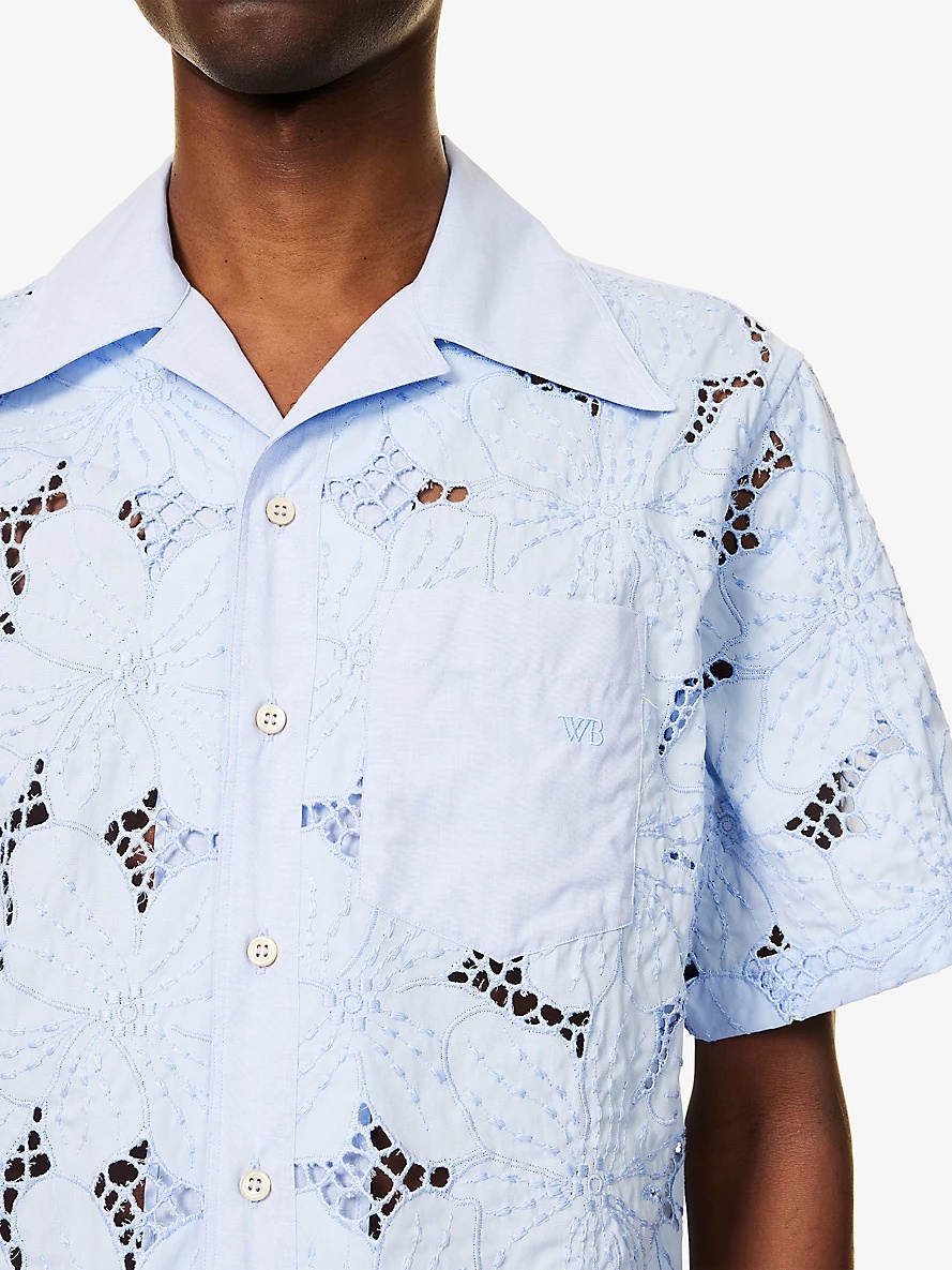 Highlife floral-embroidery cotton-blend shirt - 5