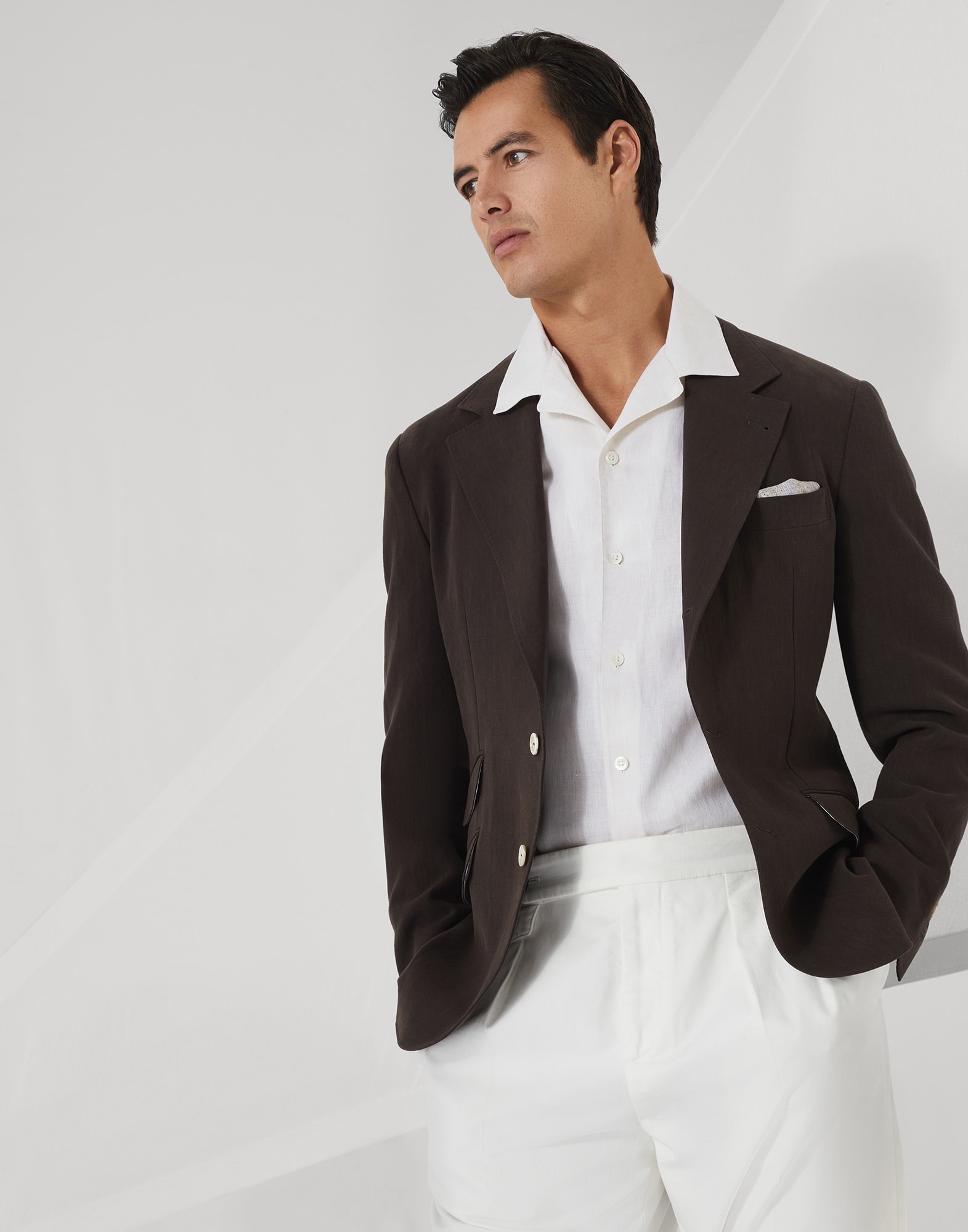 Linen easy fit short sleeve shirt with camp collar - 4