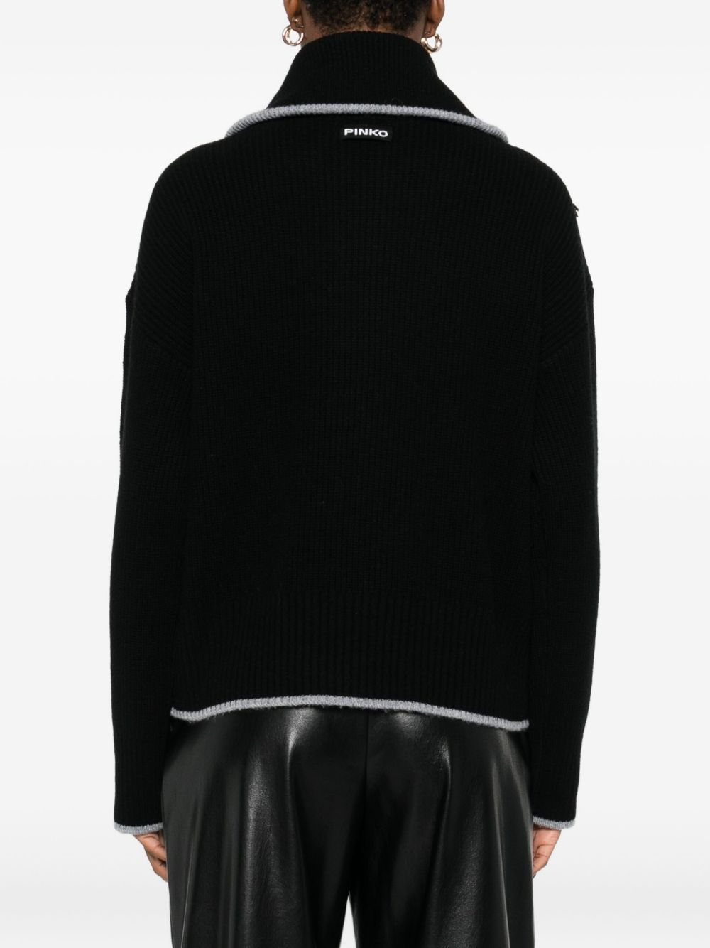 zip-front ribbed knit sweater - 4