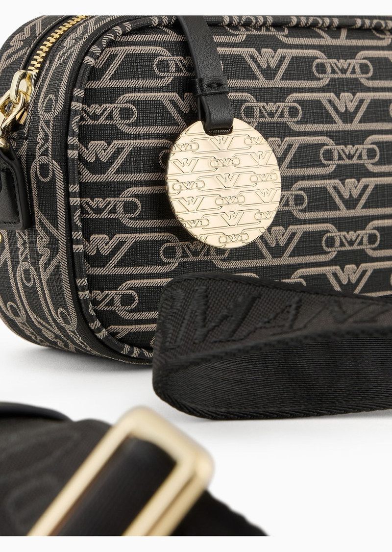 Camera case with shoulder strap and all-over monogram print 5