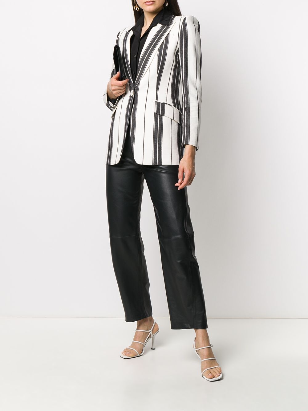 striped single-breasted blazer - 2