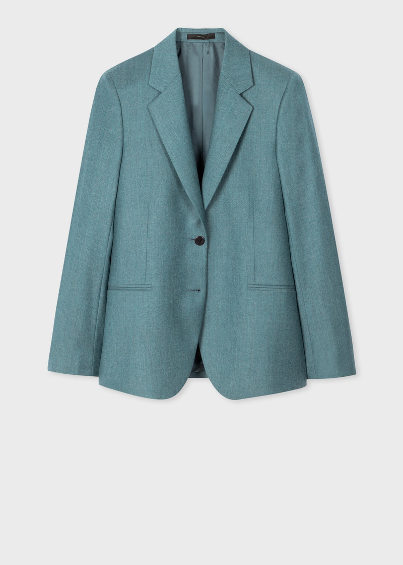Teal Wool-Cashmere Blazer 1