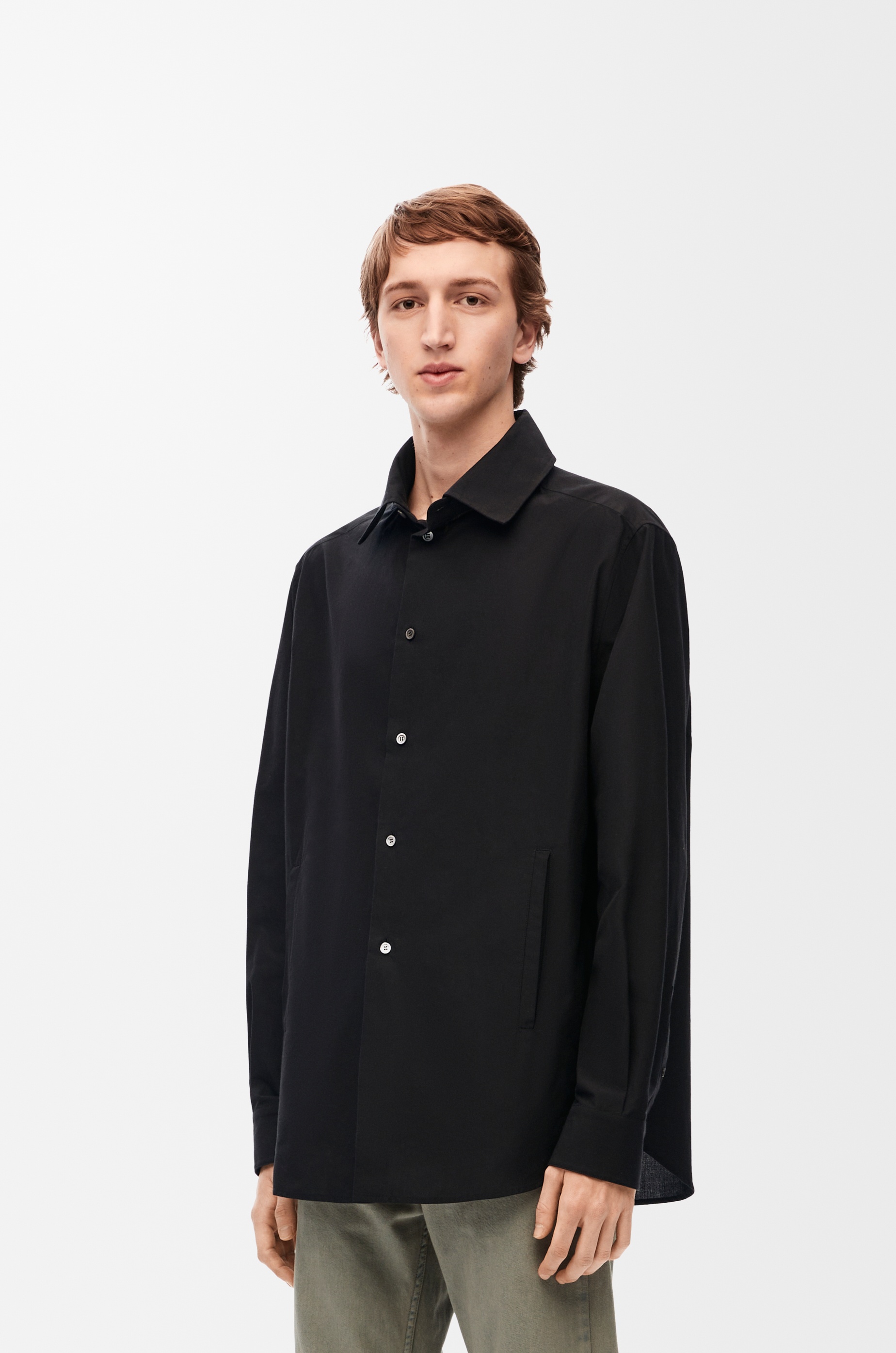 Hooded overshirt in cotton - 4