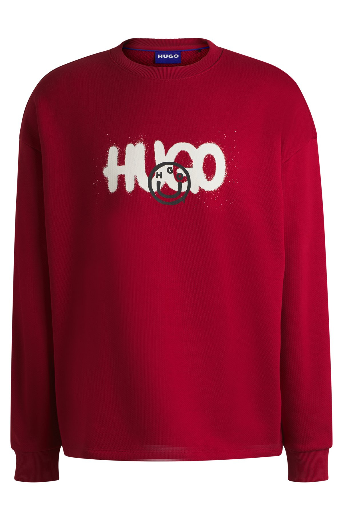COTTON-TERRY SWEATSHIRT WITH HAPPY HUGO LOGO - 1
