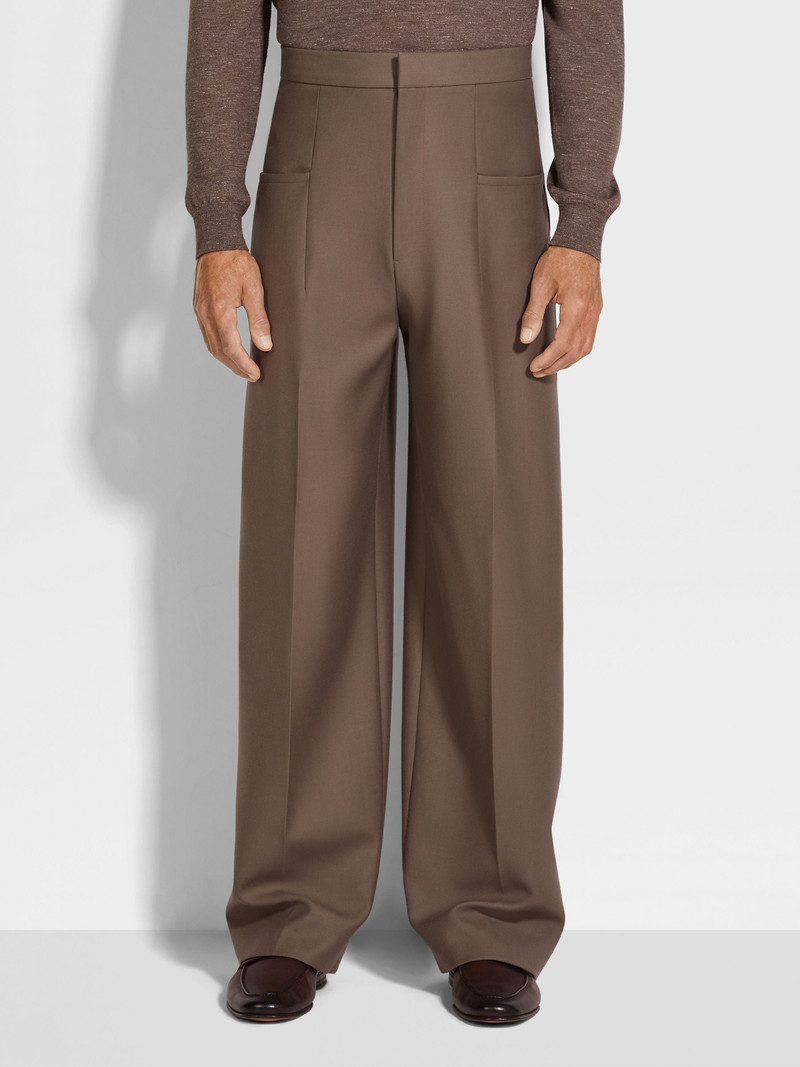 DARK TAUPE SILK AND WOOL PANTS 5